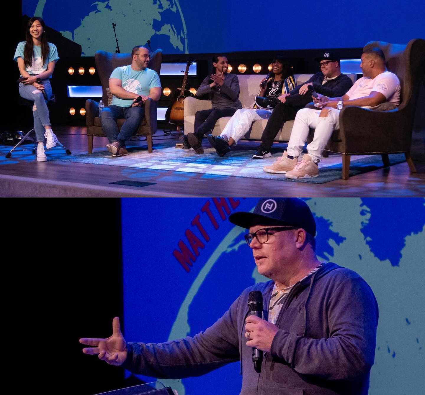 Conference speakers on stage